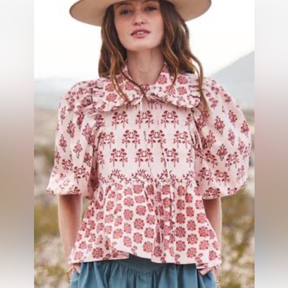 Hunter Bell New York Western Willow Red Dakota Top - Size Small